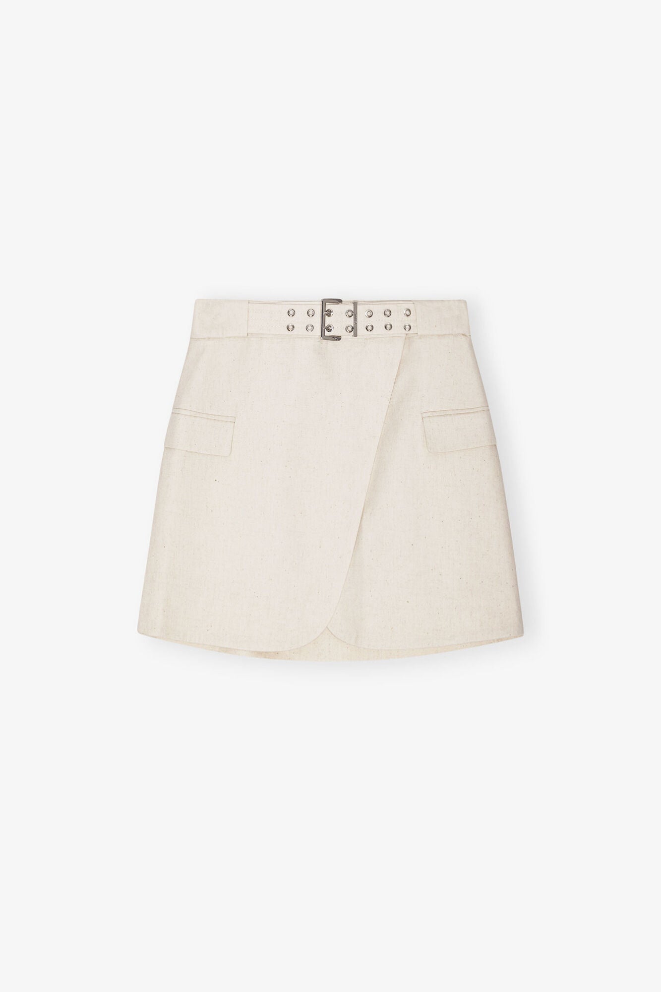 White Cotton Melange Mini Skirt | Angora