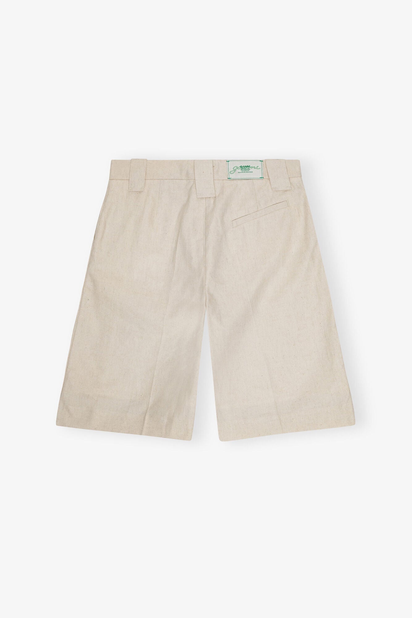 White Cotton Melange Tailoring Wide Shorts | Angora