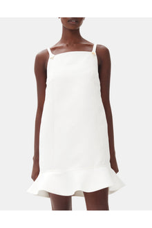 White Duchesse Satin Mini Dress | Egret