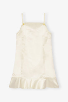 White Duchesse Satin Mini Dress | Egret
