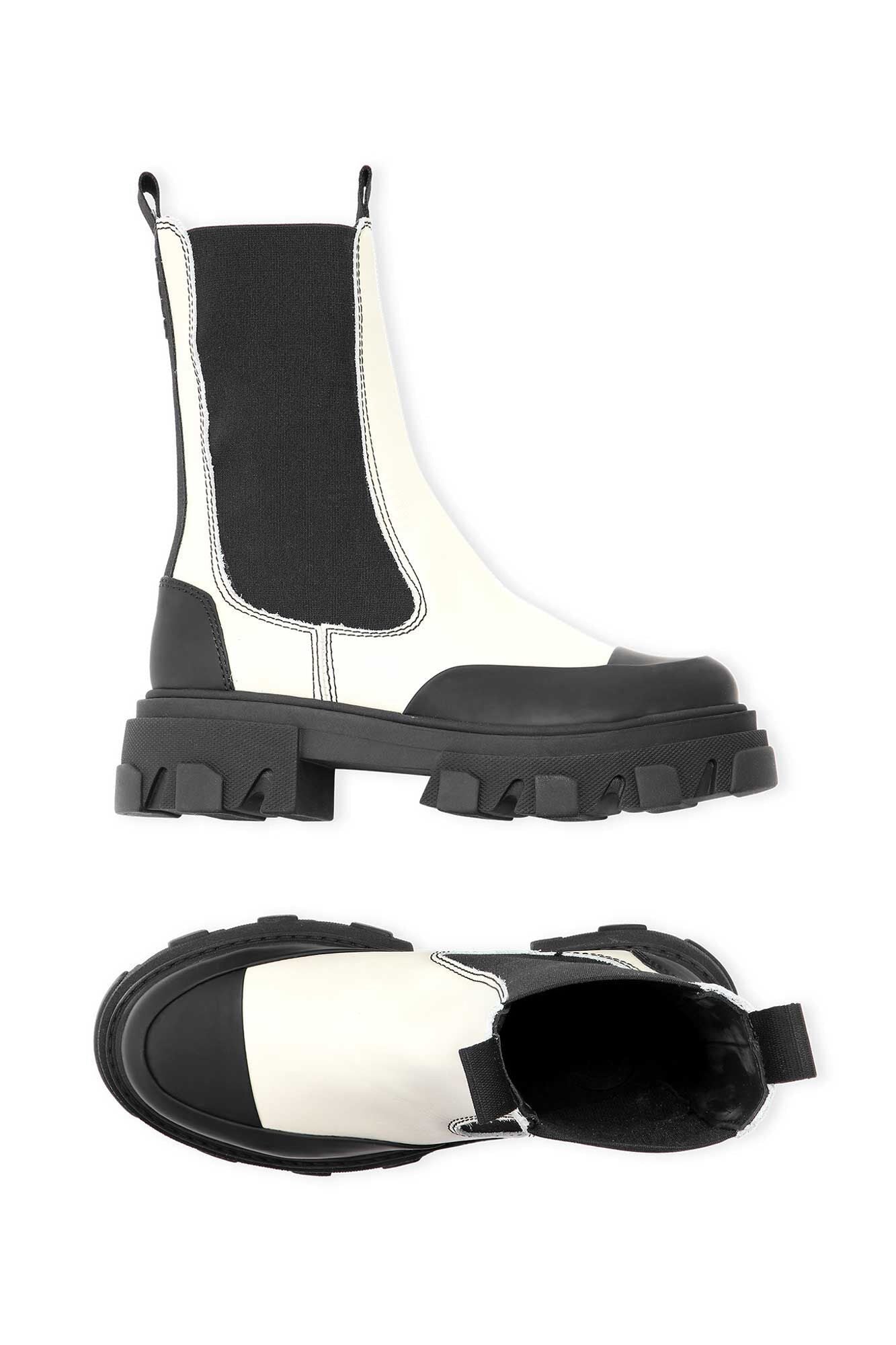 White Leather Chelsea Boots | Oyster Gray