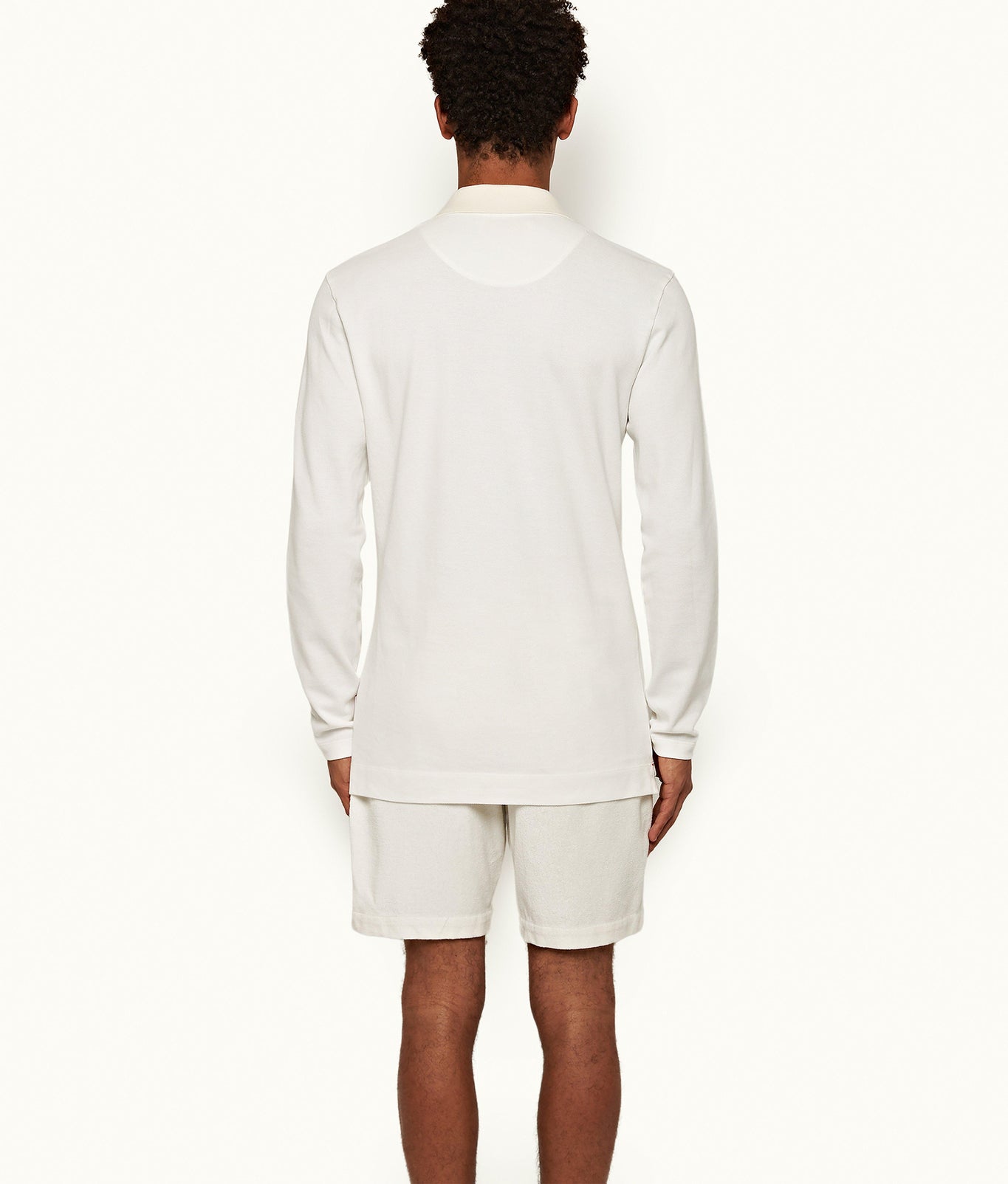 Whiteside Organic Cotton Long-Sleeve Polo Shirt | White Sand