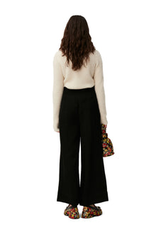 Wide Jacquard Trousers | Black