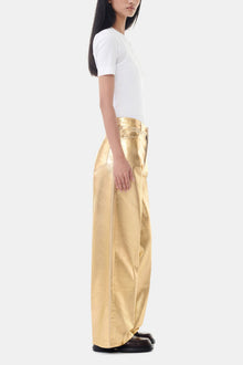 Wide Jeans in Gold Foil | Egret