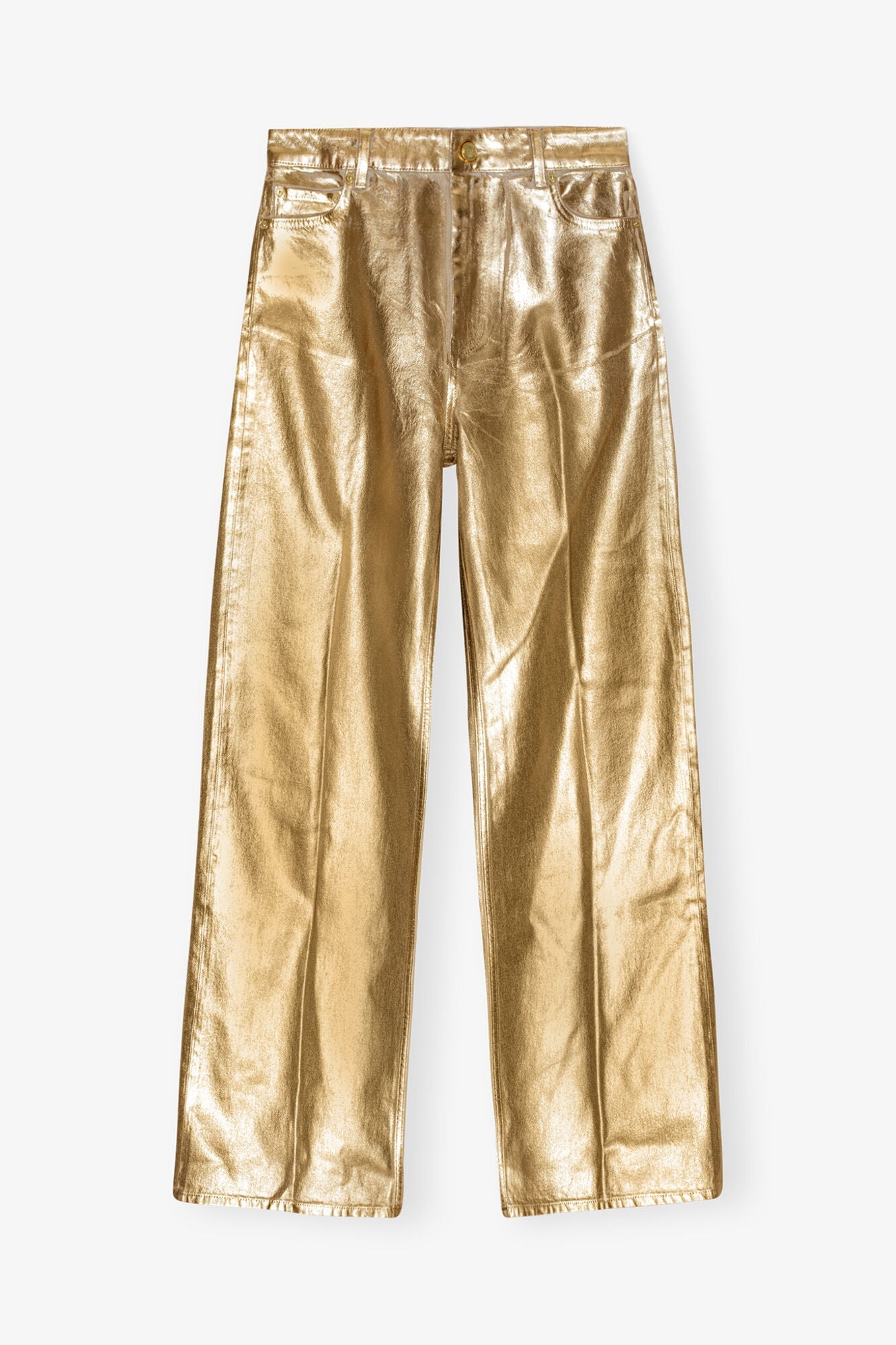 Wide Jeans in Gold Foil | Egret