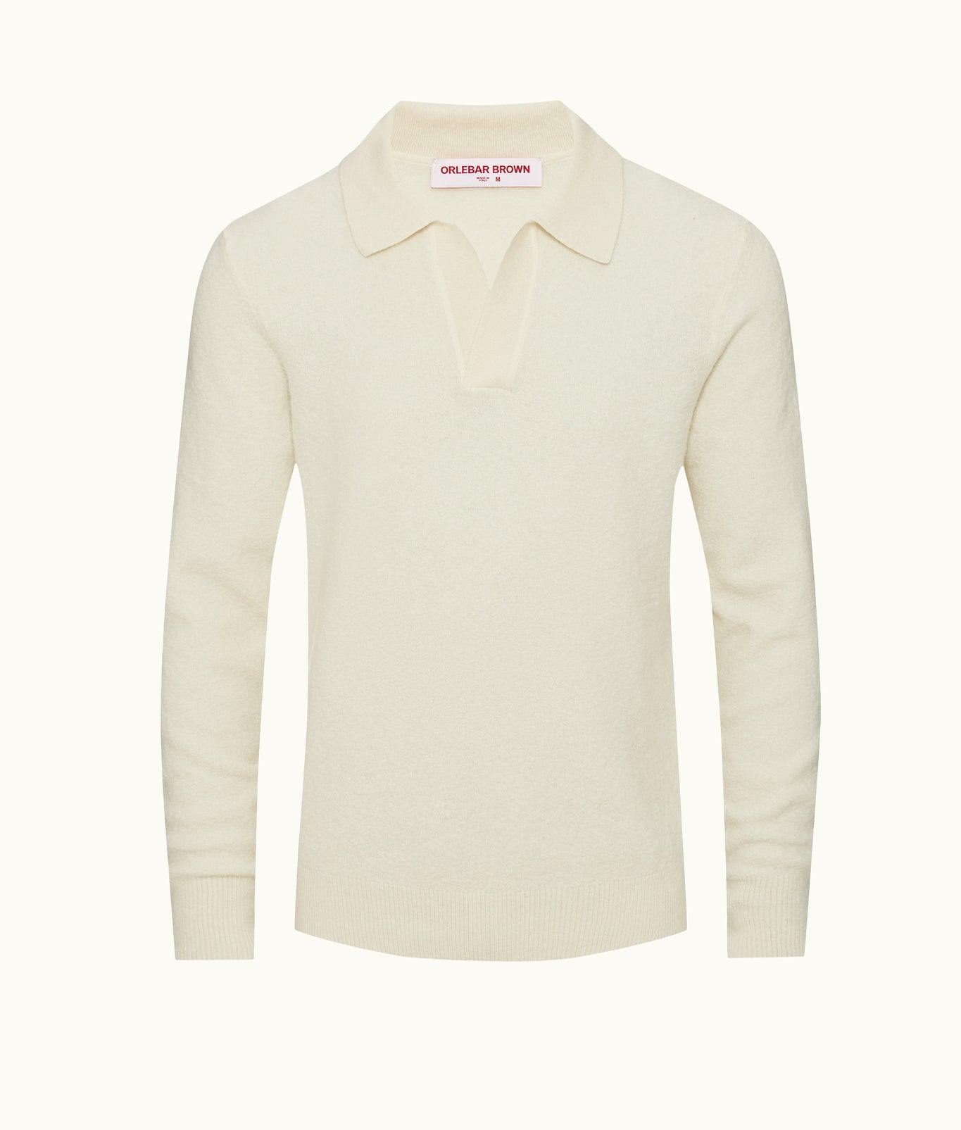Winslow Classic Fit Long-Sleeve Merino & Cashmere Boucle Polo Shirt | White Sand