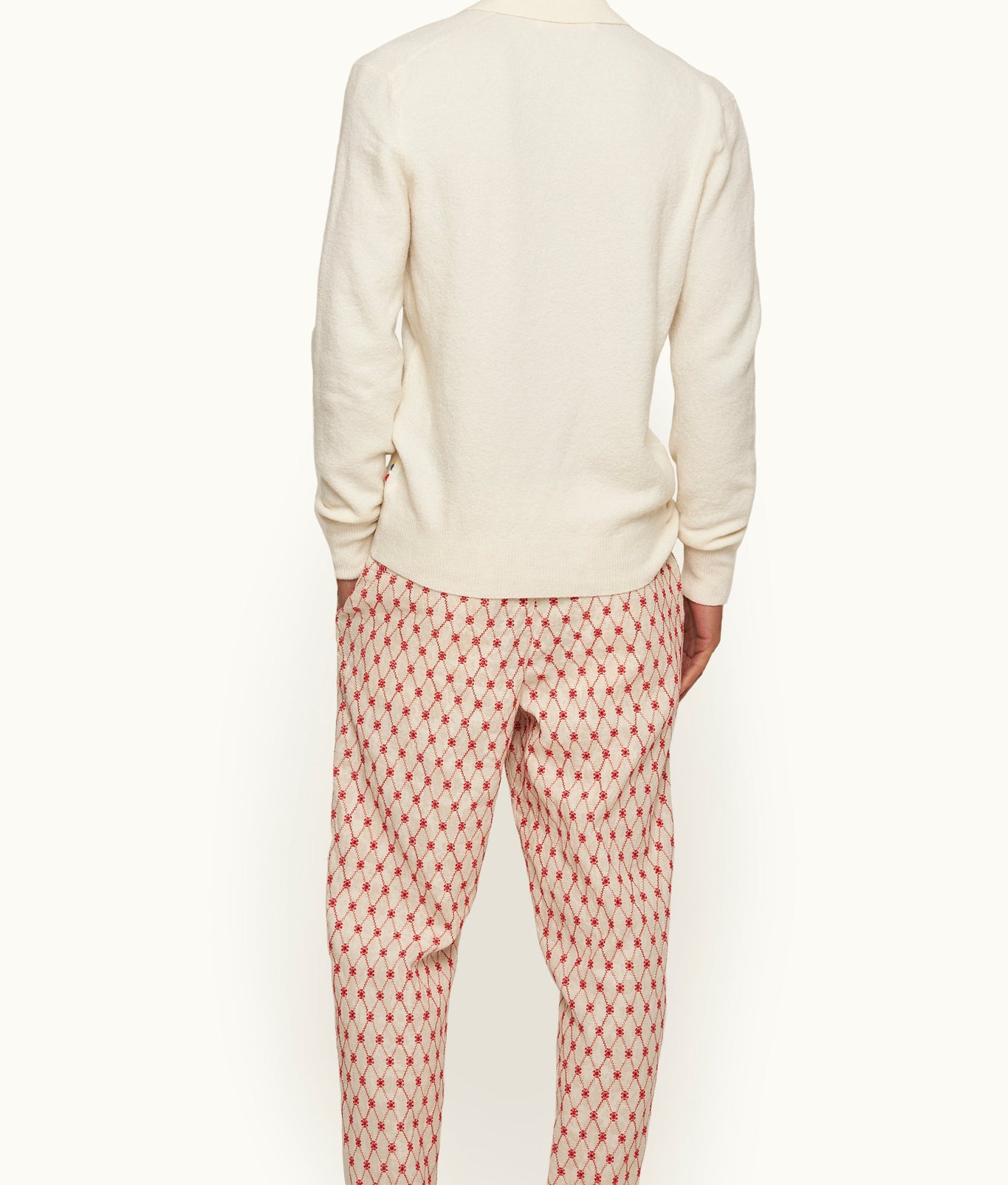 Winslow Classic Fit Long-Sleeve Merino & Cashmere Boucle Polo Shirt | White Sand