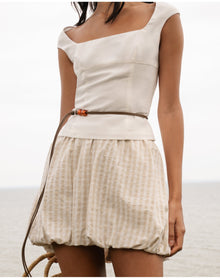 Women | Air Linen Bubble Mini Skirt | Natural