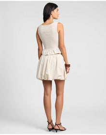 Women | Air Linen Bubble Mini Skirt | Natural