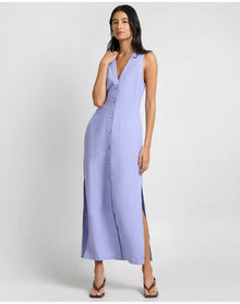 Women | Air Linen Button Down Maxi Dress | Periwinkle