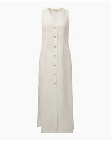 Women | Air Linen Button Down Maxi Dress | White
