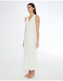 Women | Air Linen Button Down Maxi Dress | White
