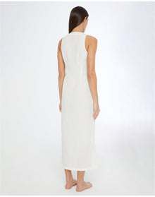 Women | Air Linen Button Down Maxi Dress | White