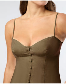 Women | Air Linen Corset Midi Dress | Olive