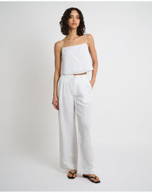 Women | Air Linen Pleated Trouser | White
