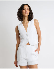 Women | Air Linen Relaxed Vest | White