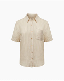 Women | Air Linen Short Sleeve Shirt | Jute White