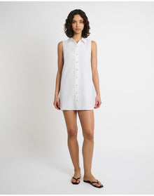Women | Air Linen Sleeveless Shirtdress | White