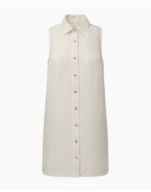 Women | Air Linen Sleeveless Shirtdress | White