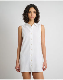 Women | Air Linen Sleeveless Shirtdress | White