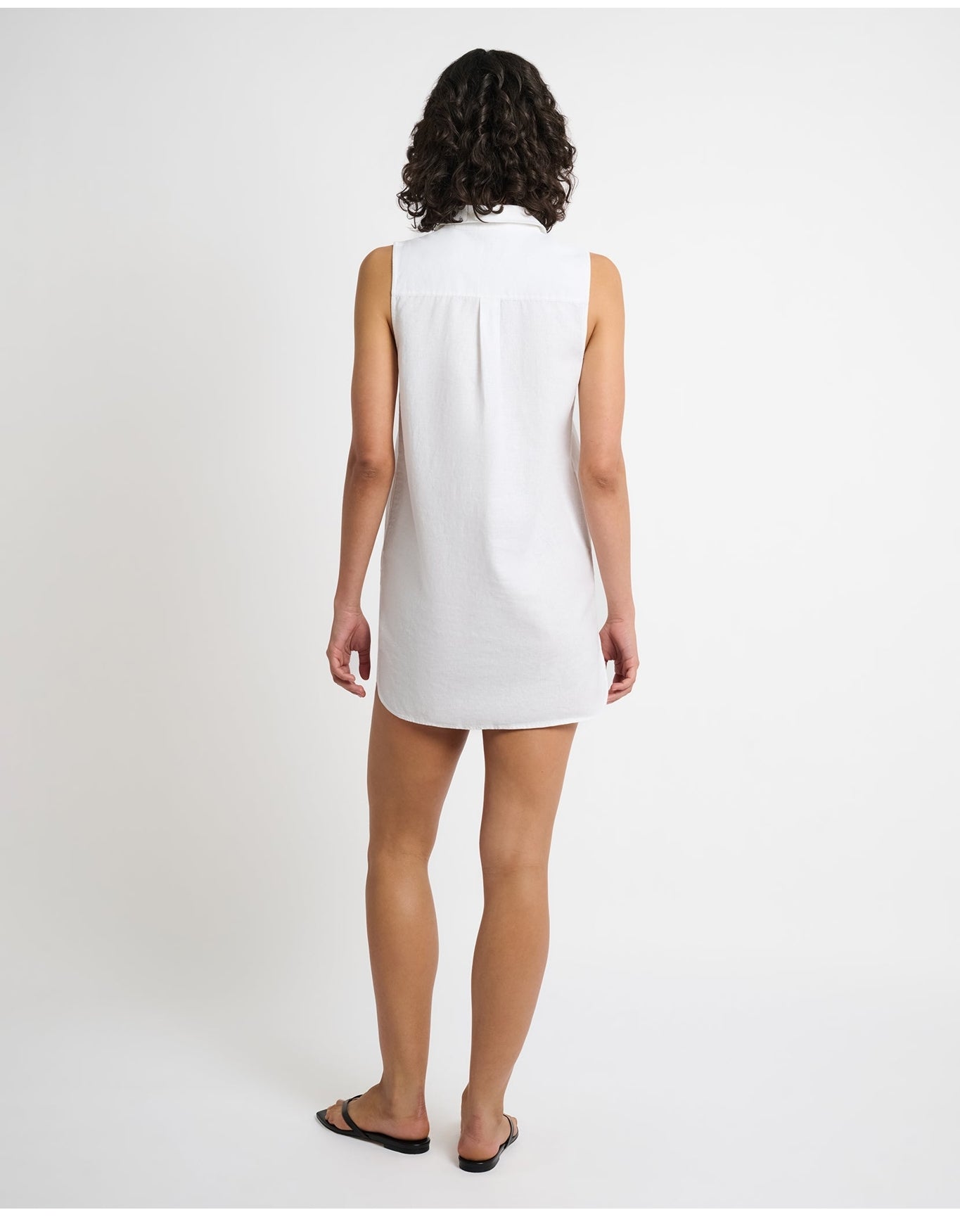 Women | Air Linen Sleeveless Shirtdress | White