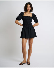 Women | Air Linen Smocked Mini Dress | Black