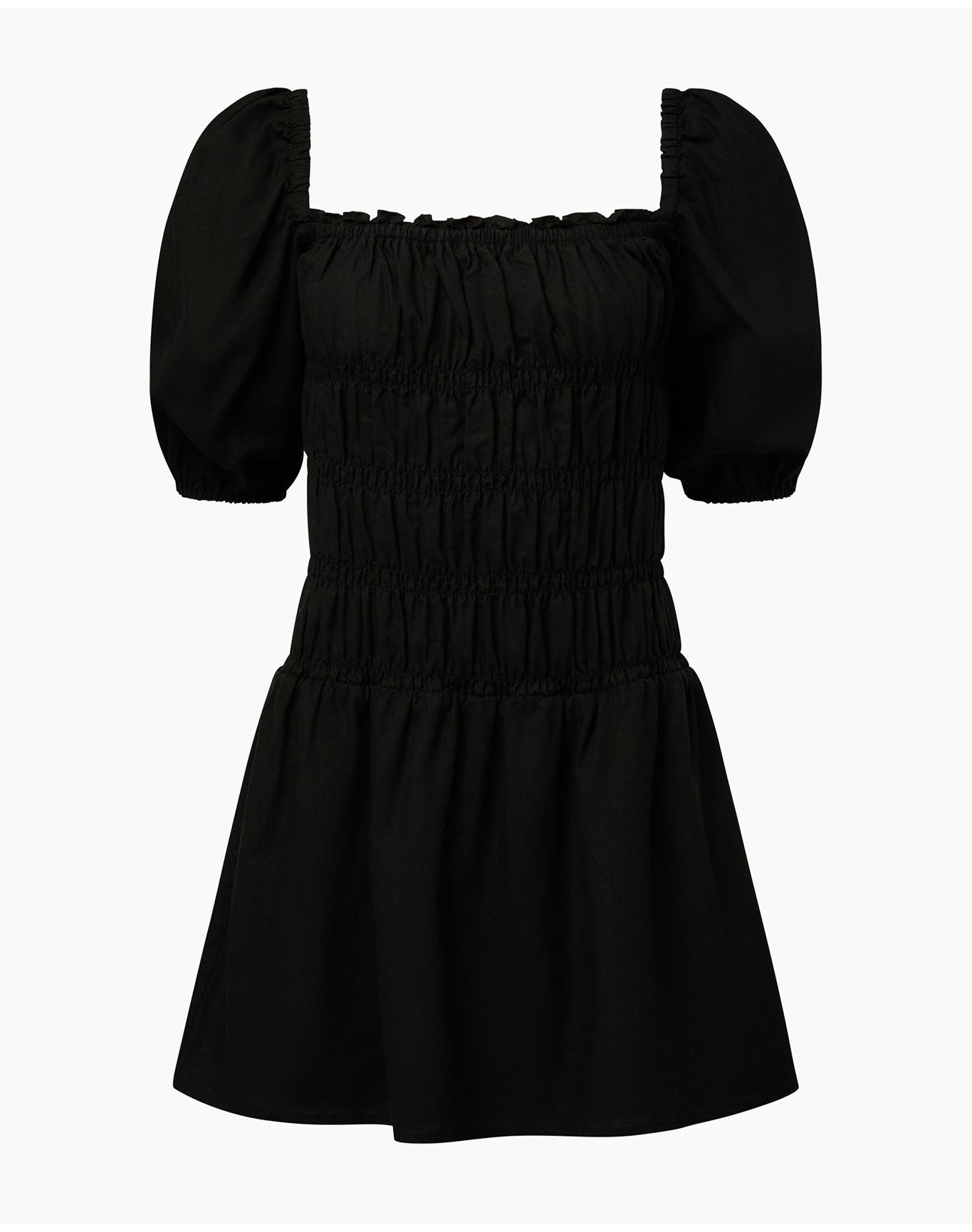 Women | Air Linen Smocked Mini Dress | Black