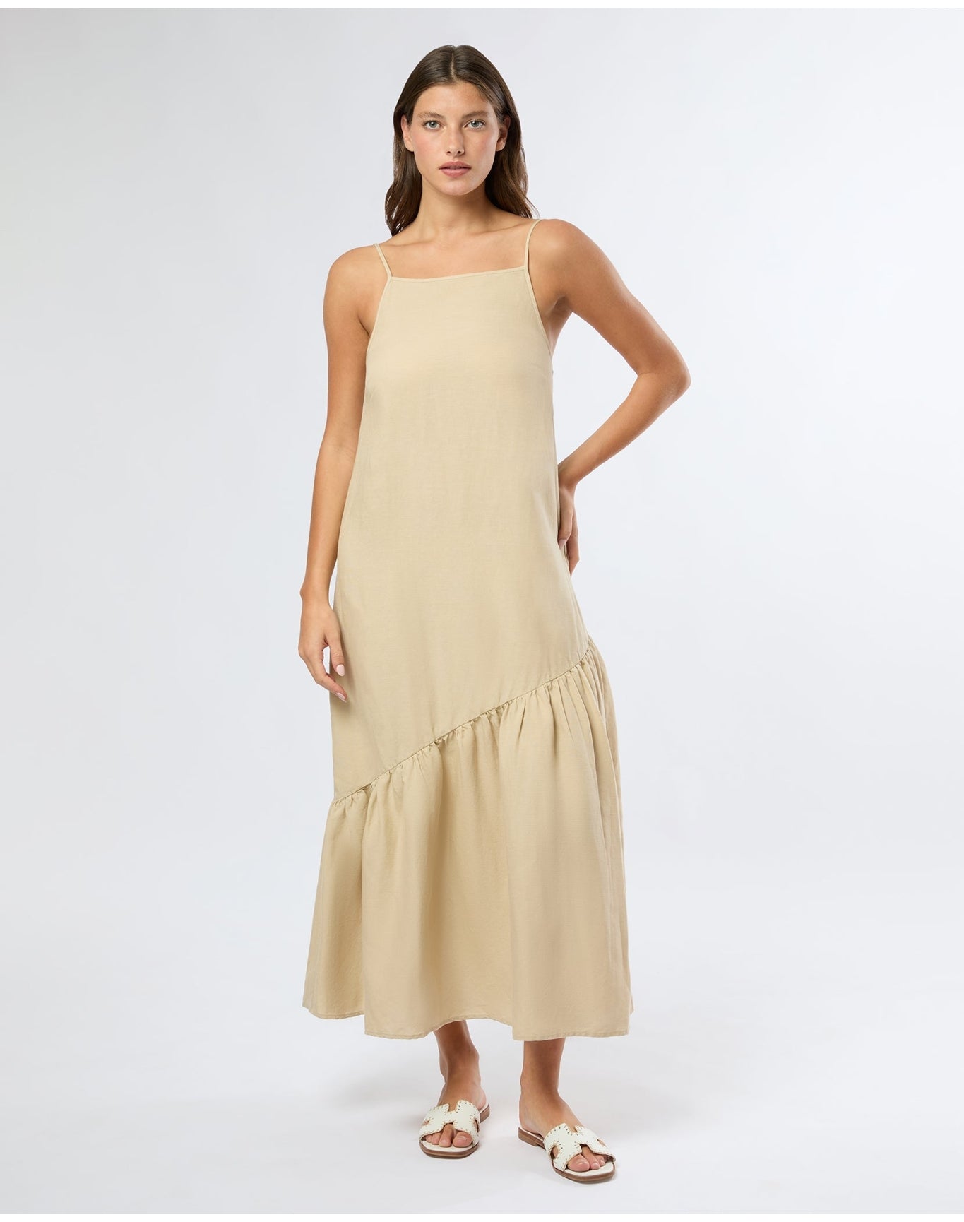 Women | Air Linen Square Neck Maxi Dress | Jute