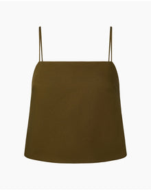 Women | Air Linen Square Neck Tank Top | Olive