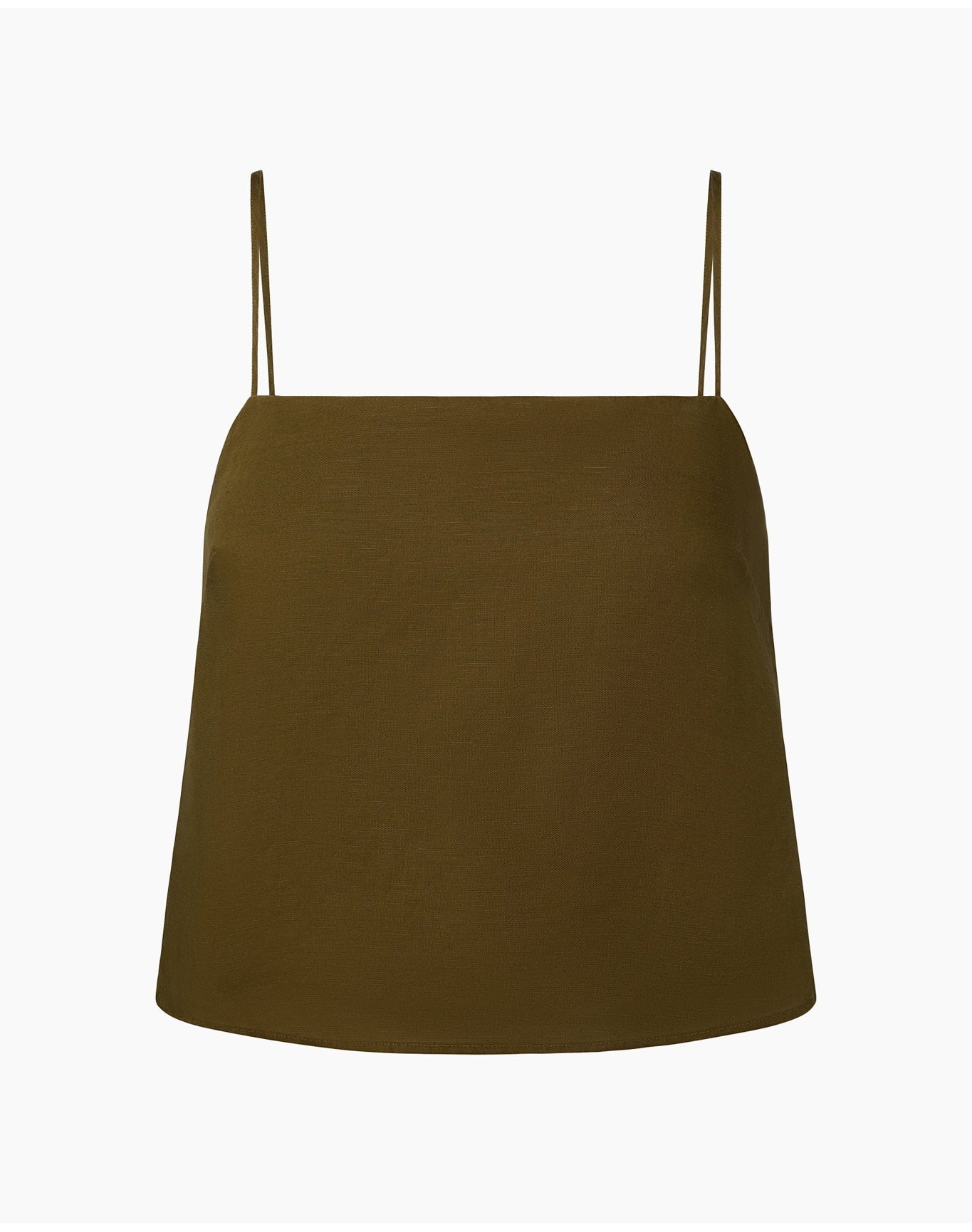 Women | Air Linen Square Neck Tank Top | Olive