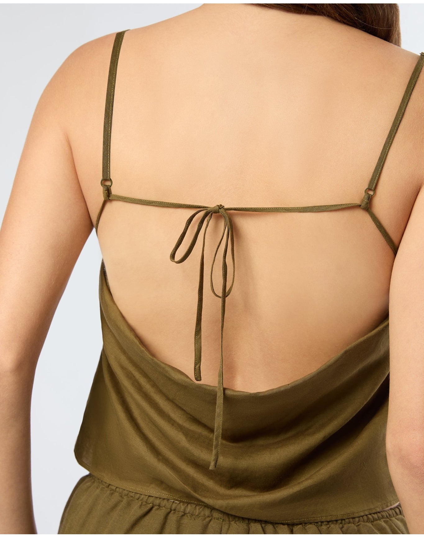 Women | Air Linen Square Neck Tank Top | Olive