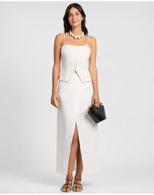 Women | Air Linen Straight Neck Top | Natural