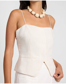 Women | Air Linen Straight Neck Top | Natural