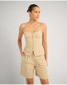 Women | Air Linen Underwire Corset Top | Jute