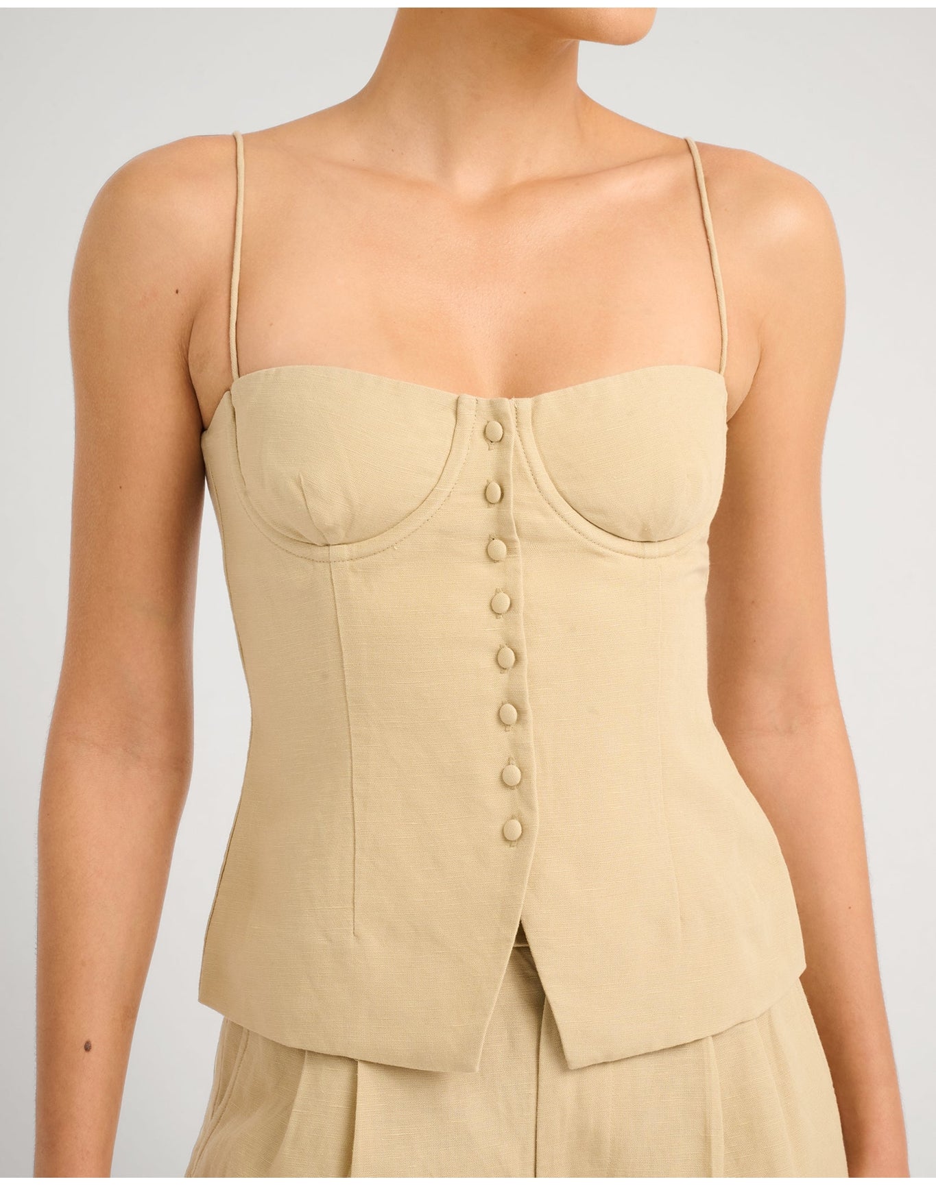 Women | Air Linen Underwire Corset Top | Jute