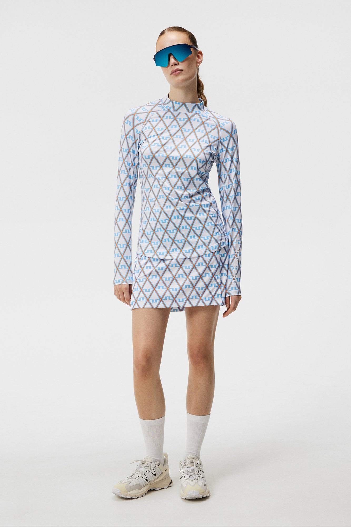 Women | Asa Print Soft Compression Top | Little Boy Blue Diamond