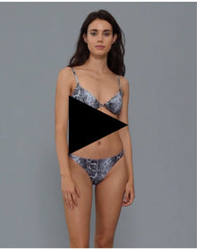 Women | Ashley Foil Snake Bikini Bottom | Grey