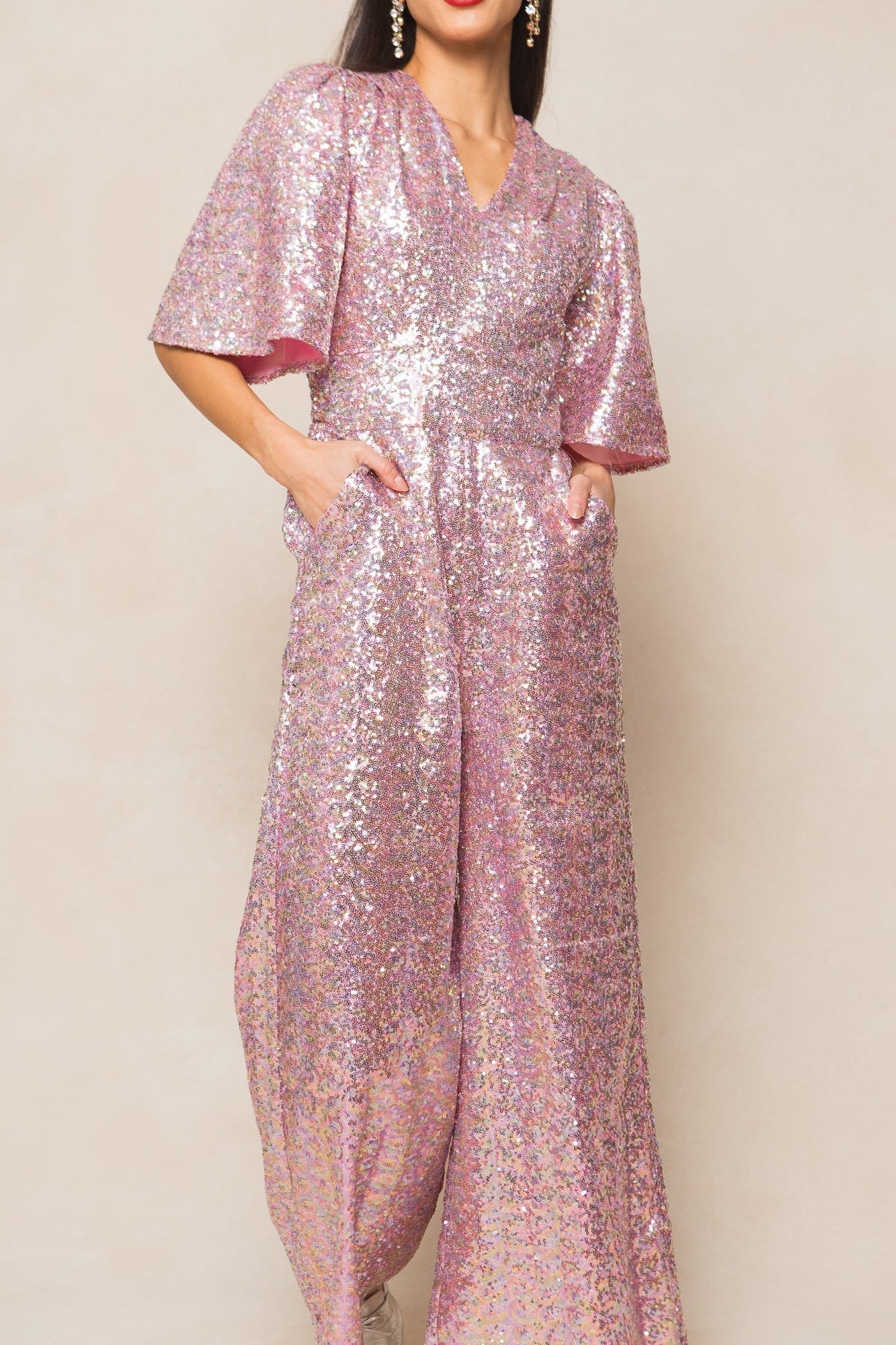 Women | Bejeweled Jumpsuit | Pink x Multi