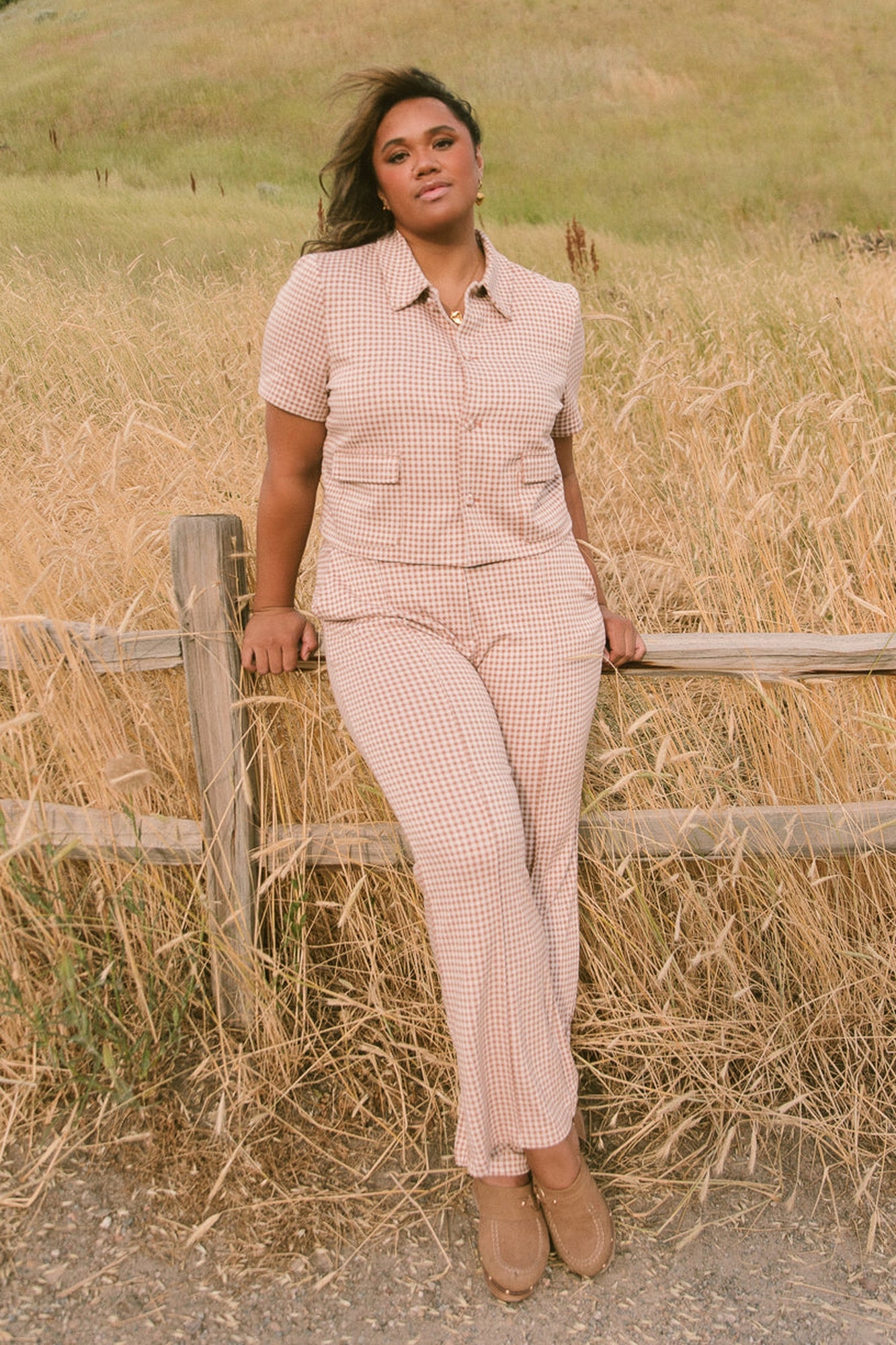 Women | Drew Pants | Tan x Gingham