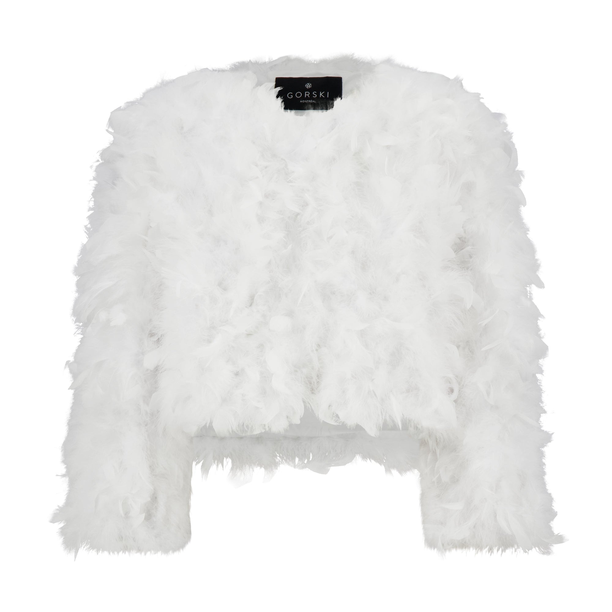 Women | Feather Cropped Jacket | White