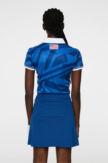Women | Felicite Print Polo | Us Golf Blue