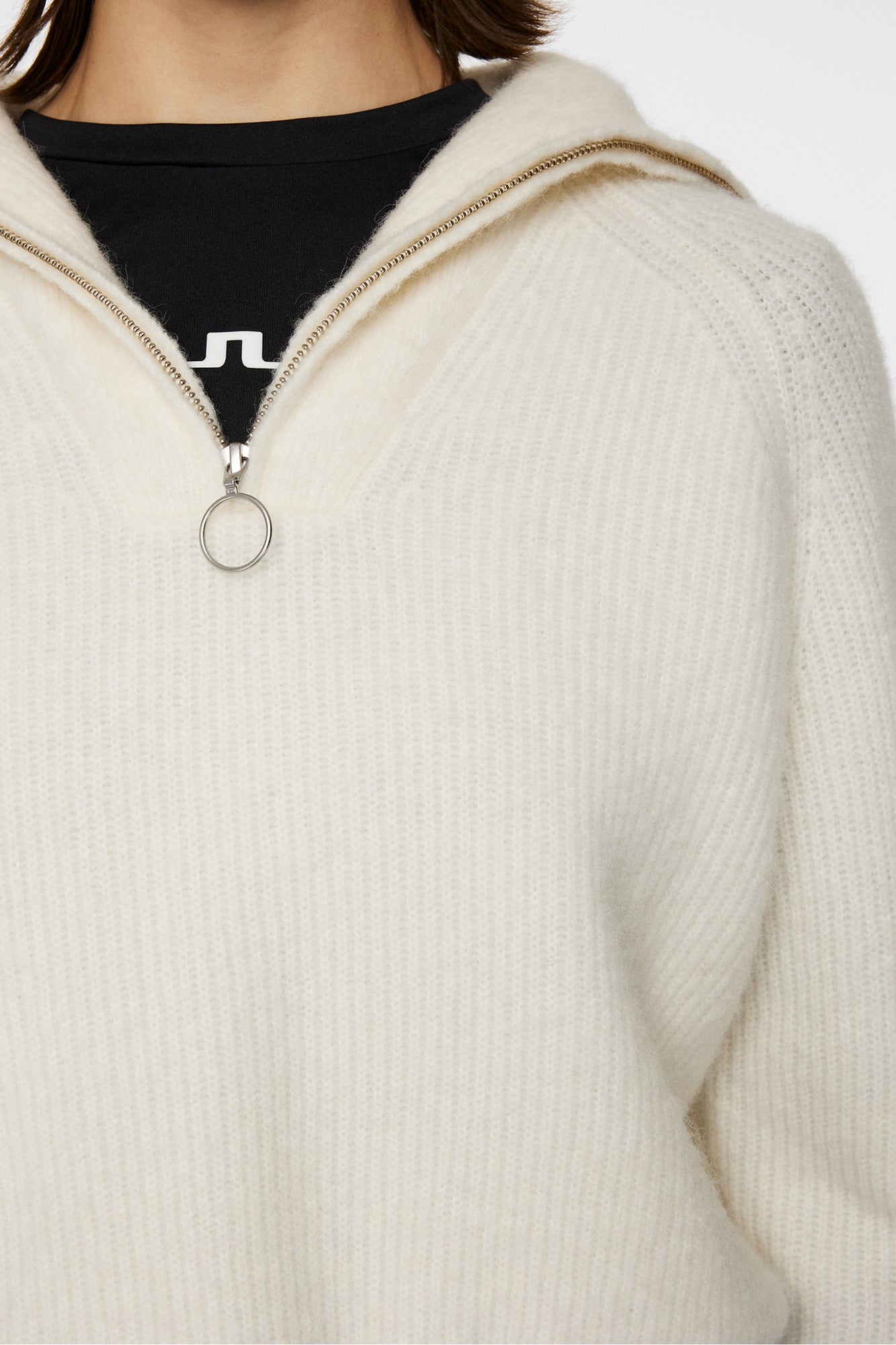 Women | Finja Knitted Zip Sweater | Whisper White
