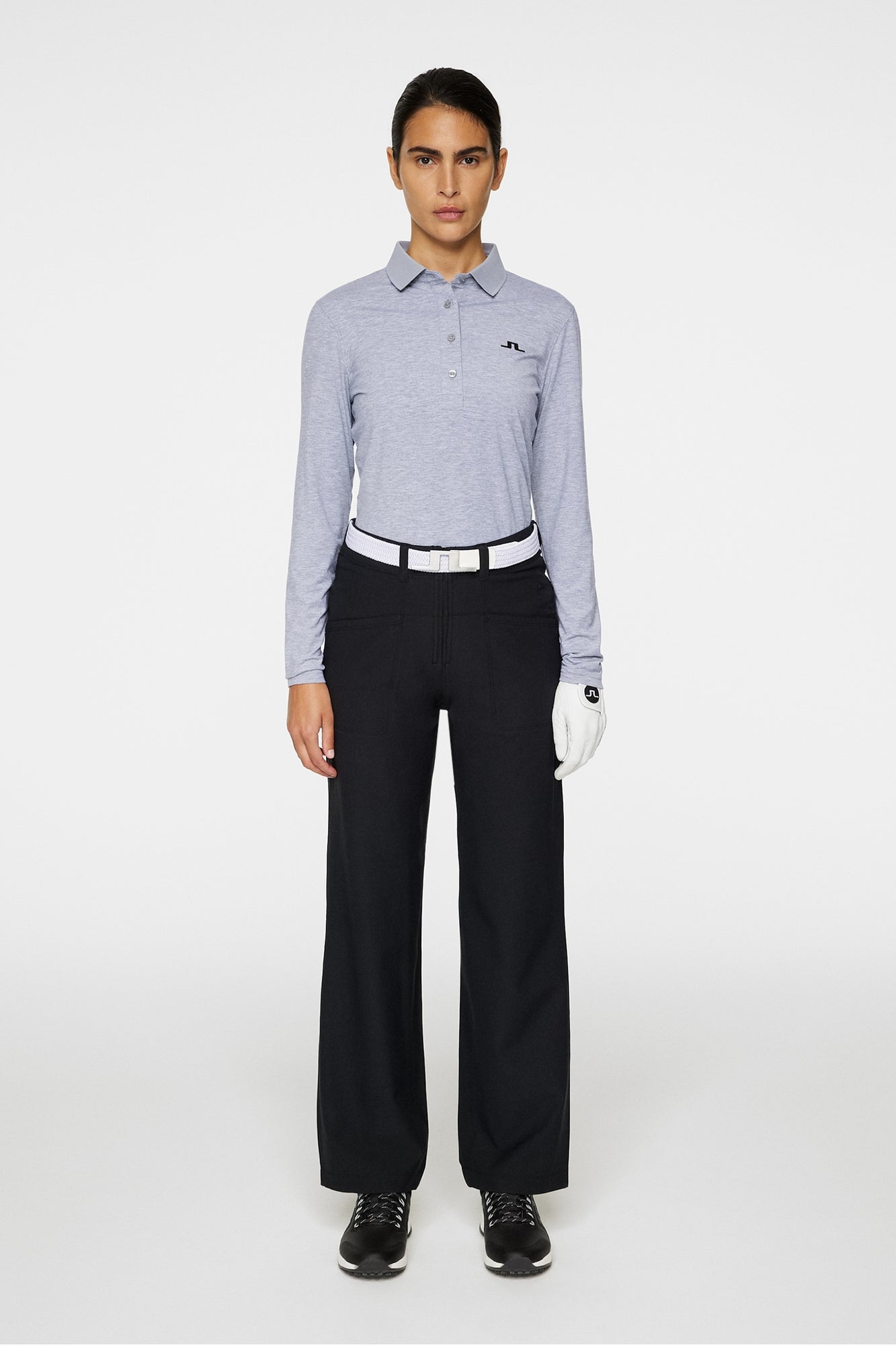 Women | Flor Long Sleeve Polo | Mediu | Medium Grey Melange