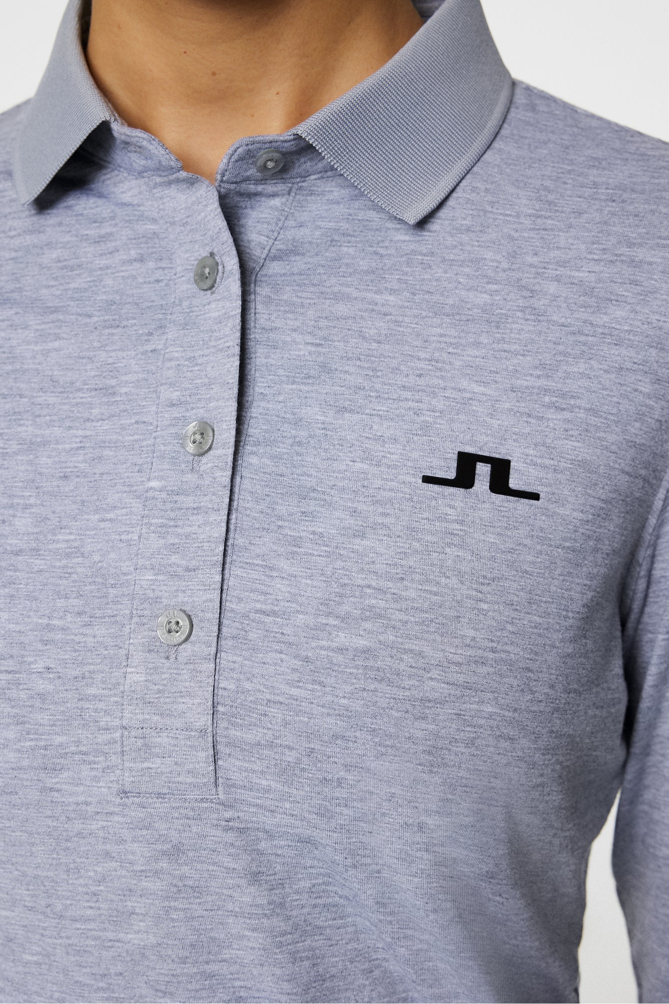 Women | Flor Long Sleeve Polo | Mediu | Medium Grey Melange
