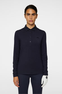 Women | Flor Long Sleeve Polo | Navy Melange