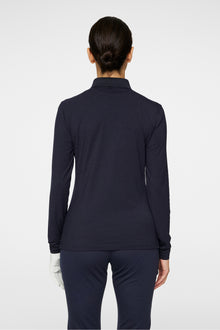 Women | Flor Long Sleeve Polo | Navy Melange