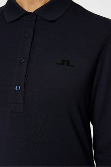 Women | Flor Long Sleeve Polo | Navy Melange