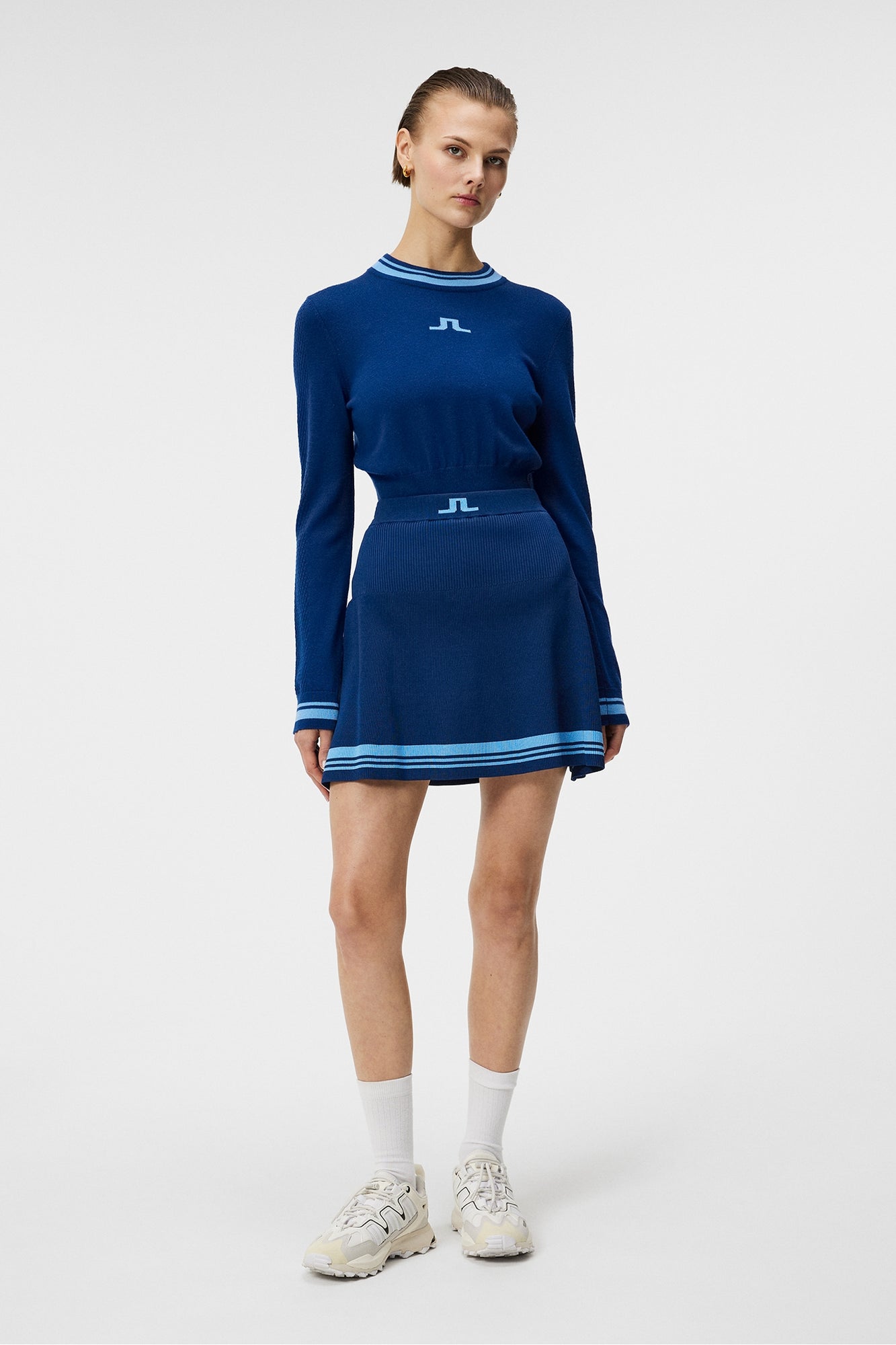 Women | Frida Stripe Knitted Skirt | Estate Blue