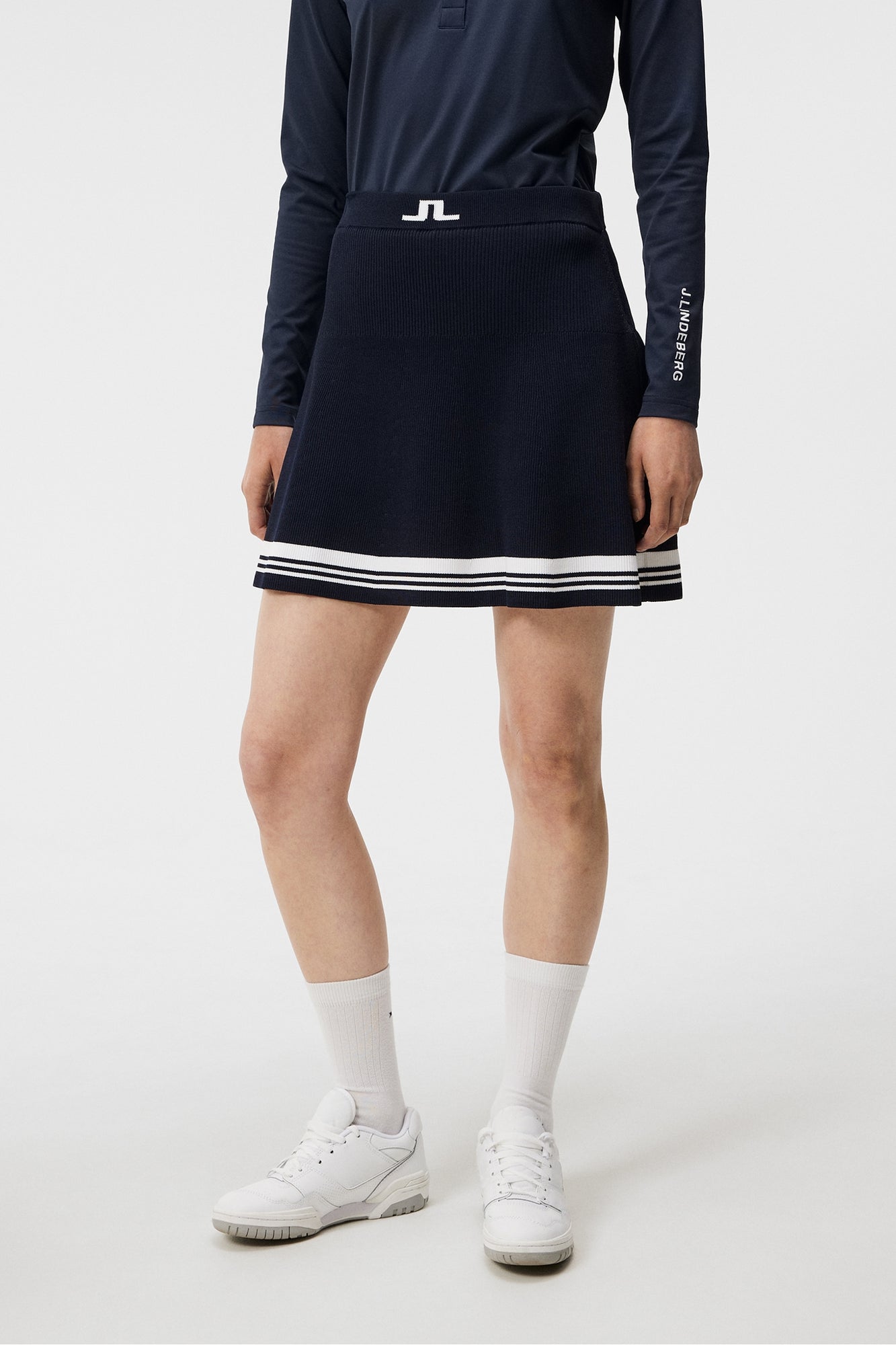 Women | Frida Stripe Knitted Skirt | JL Navy