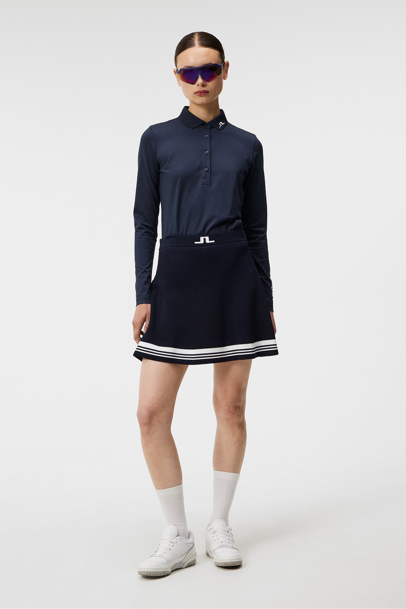 Women | Frida Stripe Knitted Skirt | JL Navy
